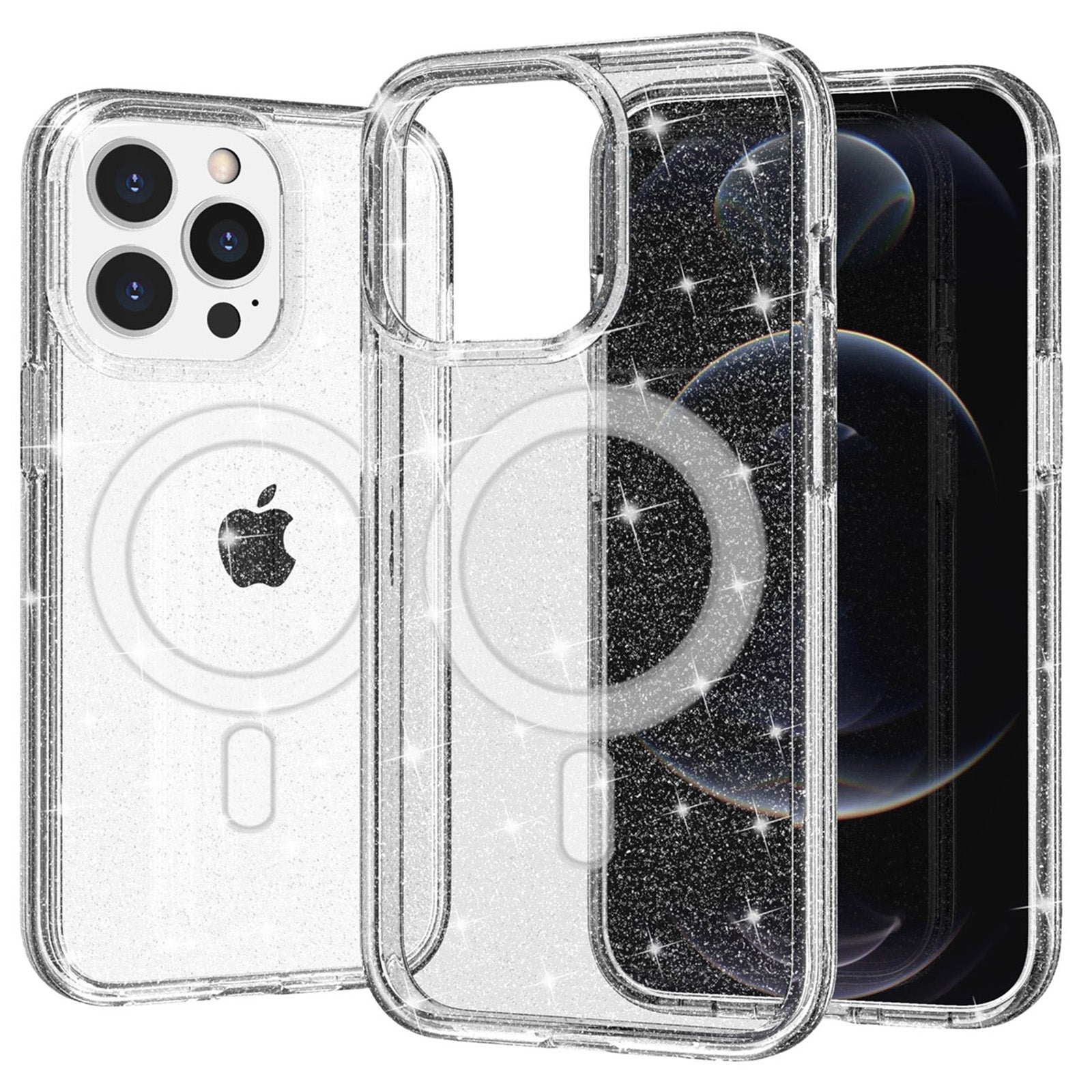 Magnetic Phone Case for iPhone 13 Pro Max 6.7 inch Glittery Powder Hard PC Soft TPU Shockproof Cover Compatible with MagSafe Magnetic Phone Case for iPhone 13 Pro Max 6.7 inch Glittery Powder Hard PC Soft TPU Shockproof Cover Compatible with MagSafe